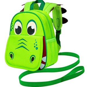 agsdon toddler backpack leash, 9.5″ safety harness dinosaur bag – removable tether