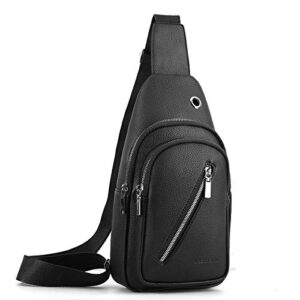 leathario men’s leather pu sling bag chest bag one shoulder bag crossbody bag backpack for men