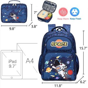 Backpack for Kids School Backpack for Boys Space Galaxy Backpack for Elementary Kids School Bag Bookbag with Lunch Bag