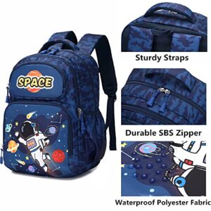 Backpack for Kids School Backpack for Boys Space Galaxy Backpack for Elementary Kids School Bag Bookbag with Lunch Bag