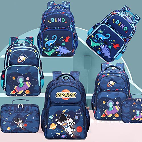 Backpack for Kids School Backpack for Boys Space Galaxy Backpack for Elementary Kids School Bag Bookbag with Lunch Bag