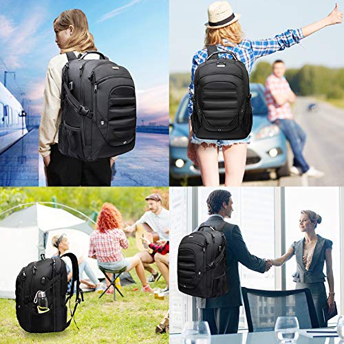 55L Travel Backpack with USB Charging Port TSA Friendly for Large Gaming Laptop 19.5 18 18.4 Inches Notebook Computer Bookbag for Men Students