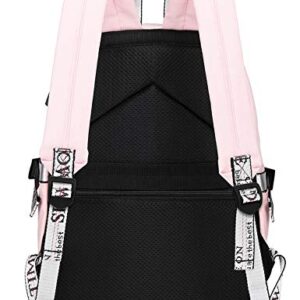 Mairle 17.3 inch Casual Laptop Backpack Anti Theft Schoolbag Daypack Ribbon Decorate School Bag with USB Charging Port for Teen Girls Women, Black