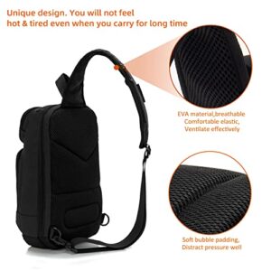 KINGSLONG Waterproof Sling Backpack Bag for Men Women with USB Charging Port, Crossbody Daypack Casual Chest bag Rucksack Shoulder backpack for Hiking Outdoor Travel Cycling Camping