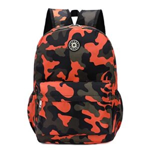 kids school backpacks for boys girls elementary kindergarten camo school bags bookbags for primary preschool (camouflage orange, small)