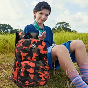 Kids School Backpacks for Boys Girls Elementary Kindergarten Camo School Bags Bookbags for Primary Preschool (Camouflage Orange, Small)