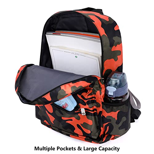 Kids School Backpacks for Boys Girls Elementary Kindergarten Camo School Bags Bookbags for Primary Preschool (Camouflage Orange, Small)