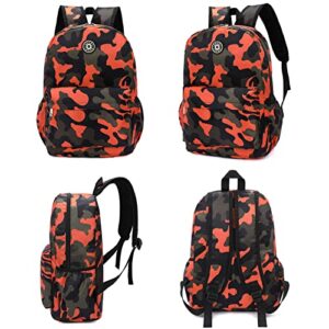 Kids School Backpacks for Boys Girls Elementary Kindergarten Camo School Bags Bookbags for Primary Preschool (Camouflage Orange, Small)