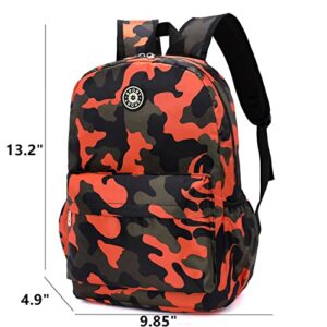 Kids School Backpacks for Boys Girls Elementary Kindergarten Camo School Bags Bookbags for Primary Preschool (Camouflage Orange, Small)