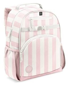 simple modern kids backpack for school boys girls | kindergarten elementary toddler backpack | fletcher collection | kids – medium (15″ tall) | just pink candy stripe