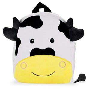 cute toddler backpack stuffed cartoon animal mini schoolbag for 1-5 year old boys and girls (cow)