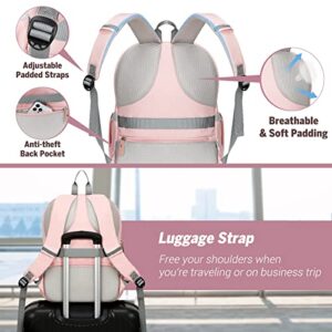 MoKo Gym Backpack with Shoe Compartment, 15.6 Inch Laptop Bag Backpack Stylish Water Resistant Travel Backpack Anti Theft School Backpack for Women/Girls/Teens Gifts, Pink