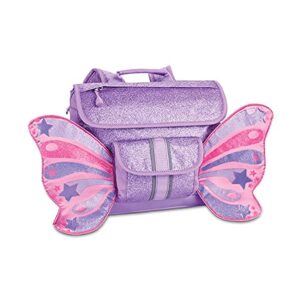 bixbee toddler backpack, purple sparkly butterfly bookbag for girls & boys ages 3 – 5 | daycare, preschool, elementary school bag for kids | easy to carry & water resistant