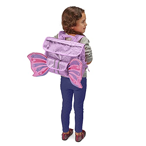 Bixbee Toddler Backpack, Purple Sparkly Butterfly Bookbag for Girls & Boys Ages 3 - 5 | Daycare, Preschool, Elementary School Bag for Kids | Easy to Carry & Water Resistant