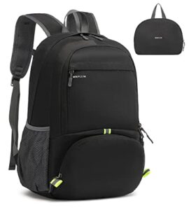 mrplum 30l rucksack foldable ultralight packable backpack, unisex durable handy daypack for travel & outdoor sports durable & waterproof (black)