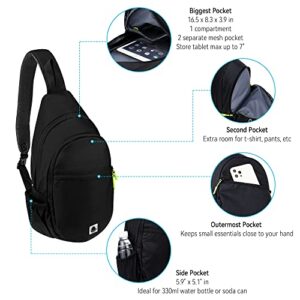 Gisdanchz Sling Backpack Sling Bag for Men Women, Small Backpack Chest Bag Sling Bags for Women Crossbody Bags, Travel Walking Hiking Daypack Cross Body Bag Day Pack Over The Shoulder Bag, Black