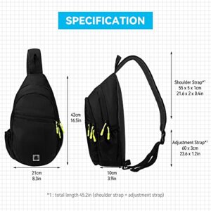 Gisdanchz Sling Backpack Sling Bag for Men Women, Small Backpack Chest Bag Sling Bags for Women Crossbody Bags, Travel Walking Hiking Daypack Cross Body Bag Day Pack Over The Shoulder Bag, Black