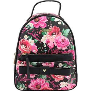 Juicy Couture Womens Peek A Bow Floral Travel Backpack Black O/S