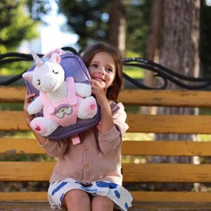 Kozely Toddler Backpack for Girls, Unicorn Plush Backpack Small Mini Backpack for Kids Pink and Purple for School Christmas Birthday Gifts