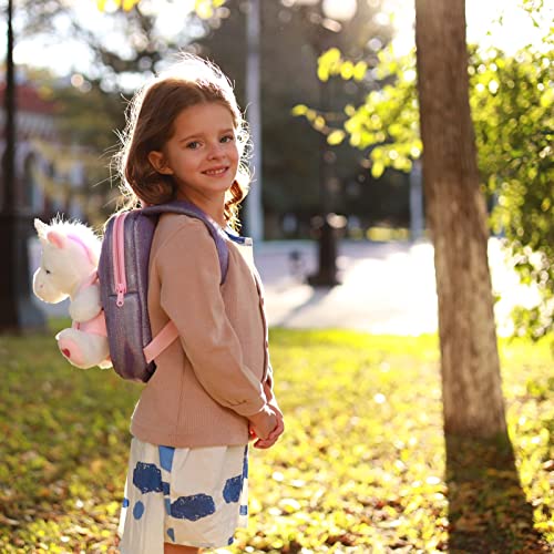 Kozely Toddler Backpack for Girls, Unicorn Plush Backpack Small Mini Backpack for Kids Pink and Purple for School Christmas Birthday Gifts