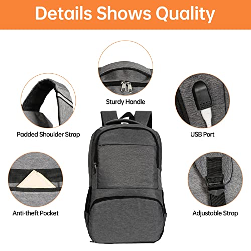 DAILY&DIARY Lunch Backpack, Insulated Cooler Backpack with Lunch Compartment for Men Women Water Resistant Lunch Bag 15.6 Inch Laptop Backpack Durable for Work, School, Camping, Picnics, Grey