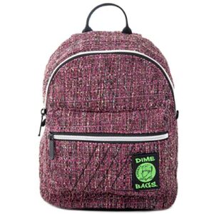dime bags festy bound mini hemp backpack | stylish mini backpack with secret pocket (static pink)