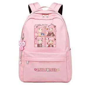 cosabz anime anya forger backpack cosplay kawaii backpack schoolbag mochila bag with pendant for girls pink (4)