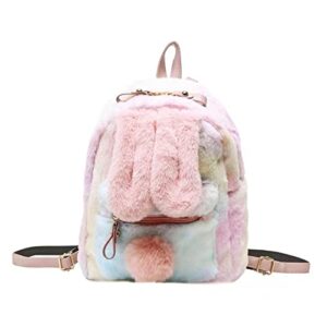 vtyubx bunny backpack cute mini backpack for girl teens plush rabbit ears carrot satchel fuzzy bunny purse fluffy school bag (pinkg,large)