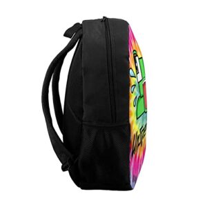 Vonpcaty Funny Cartoon Print Backpack, 17 Inches Daypack Laptop Bag Daily Backpack for Boys Girls Men Women