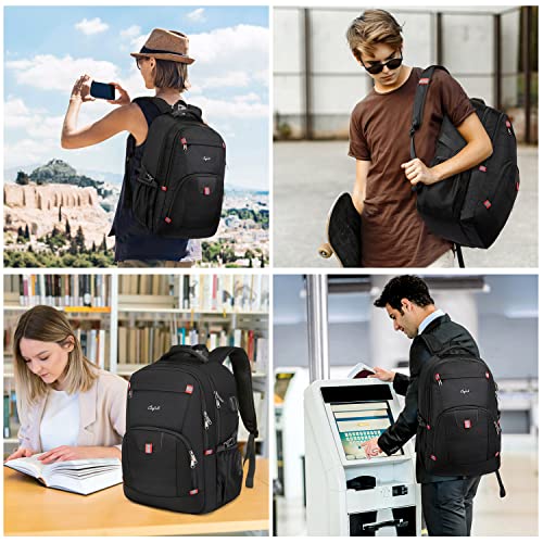 17.3 inch Laptop Backpack,Extra Large Backpack Bookbag Computer Rucksack with USB Charging Port,Water Resistant Sturdy Backpack for College School Travel,Men Women Casual Daypack,Black