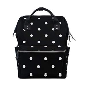 white black polka dot school backpack large capacity mummy bags laptop handbag casual travel rucksack satchel for women men adult teen children