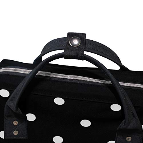 White Black Polka Dot School Backpack Large Capacity Mummy Bags Laptop Handbag Casual Travel Rucksack Satchel For Women Men Adult Teen Children