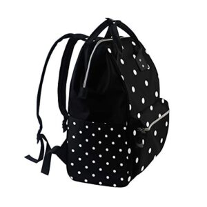 White Black Polka Dot School Backpack Large Capacity Mummy Bags Laptop Handbag Casual Travel Rucksack Satchel For Women Men Adult Teen Children