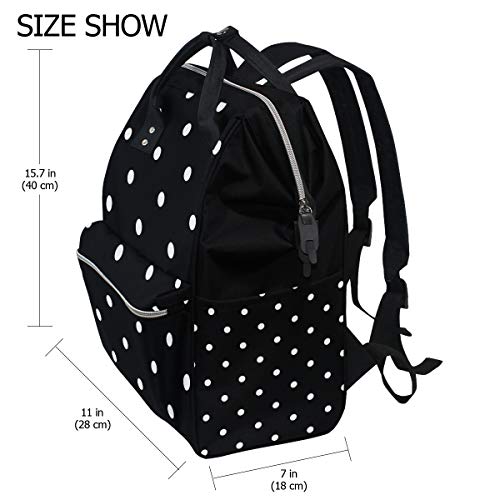White Black Polka Dot School Backpack Large Capacity Mummy Bags Laptop Handbag Casual Travel Rucksack Satchel For Women Men Adult Teen Children