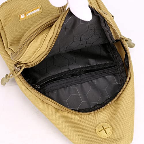 Mens Shoulder Bag Crossbody Chest Crossbody Bag Backpack Hiking Outdoor Travel Bag Canvas Bag with Headphone Hole -O (Black)