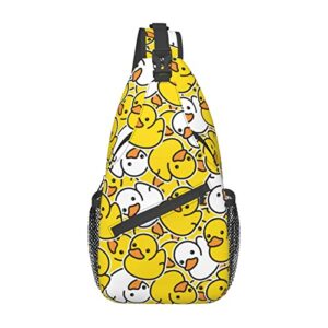 duck rubber sling bag hiking travel backpack adjustable daypack crossbody shoulder chest bag for women men