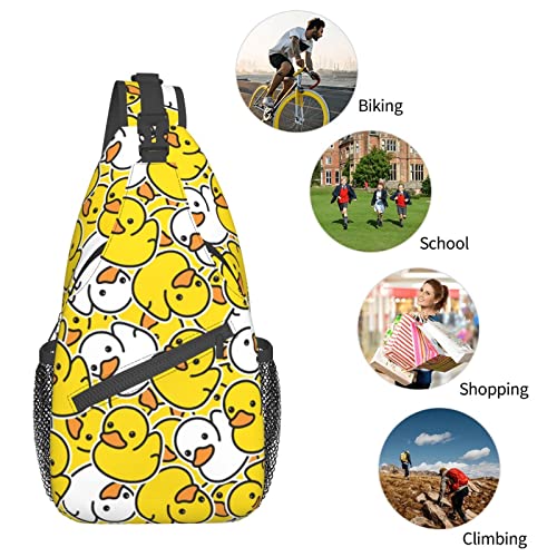 Duck Rubber Sling Bag Hiking Travel Backpack Adjustable Daypack Crossbody Shoulder Chest Bag For Women Men