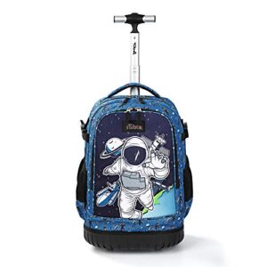 tilami rolling backpack 19 inch wheeled cute laptop boys girls travel school student trip,astronaut black