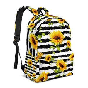 stripes sunflower backpack fashion bookbag,sunflower laptop bag with multiple pockets,durable shoulders backpack (stripes sunflower)