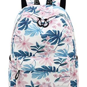 Mairle Lightweight School Bag Travel Backpack with Laptop Compartment For Teen Girls , Flowers and Leaves