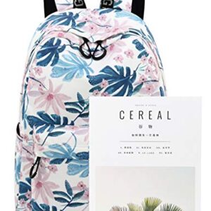 Mairle Lightweight School Bag Travel Backpack with Laptop Compartment For Teen Girls , Flowers and Leaves