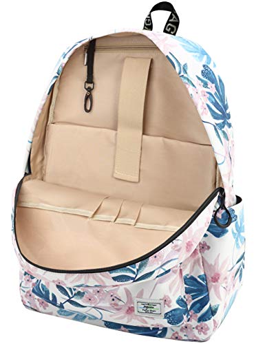 Mairle Lightweight School Bag Travel Backpack with Laptop Compartment For Teen Girls , Flowers and Leaves