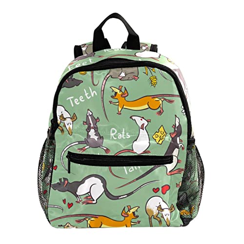 Cute Fashion Mini Backpack Pack Bag Cute Cartoon Rats Green Mouse Teeth Pattern