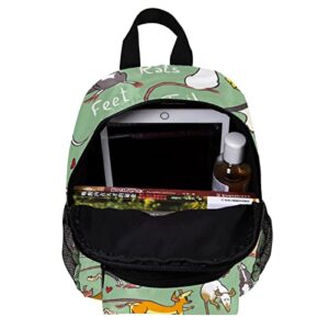 Cute Fashion Mini Backpack Pack Bag Cute Cartoon Rats Green Mouse Teeth Pattern