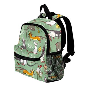 Cute Fashion Mini Backpack Pack Bag Cute Cartoon Rats Green Mouse Teeth Pattern