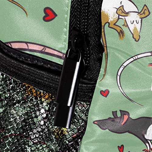 Cute Fashion Mini Backpack Pack Bag Cute Cartoon Rats Green Mouse Teeth Pattern