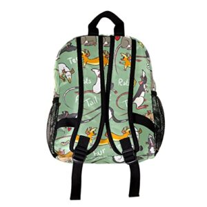 Cute Fashion Mini Backpack Pack Bag Cute Cartoon Rats Green Mouse Teeth Pattern