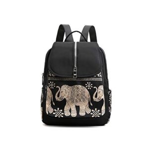 jozzyapa elephant lightweight waterproof rucksack nylon anti theft canvas black backpack lovely unique gifts for women and girls, 263310cm