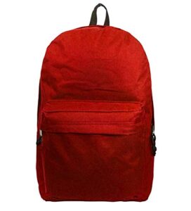 k-cliffs 18in classic backpack basic bookbag simple school book bags vintage emergency daypack w/padded back & side pocket | red