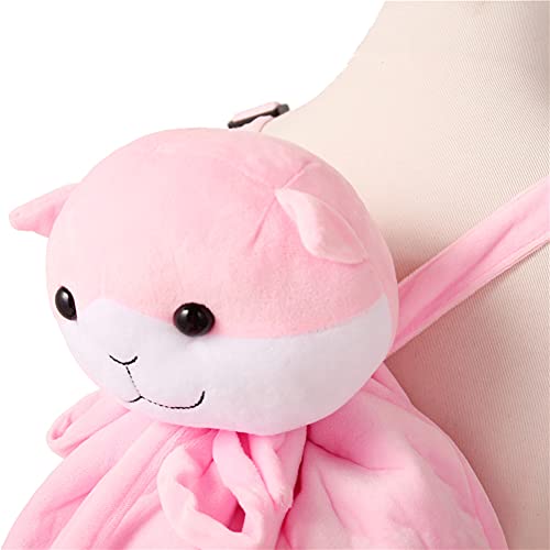 SEVUM Nanami Chiaki Anime Cosplay Cute Cat Backpack Made of Plush, Pink